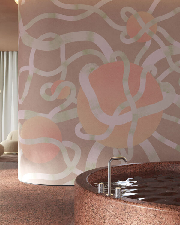 Colourful abstract wall mural for the bathroom