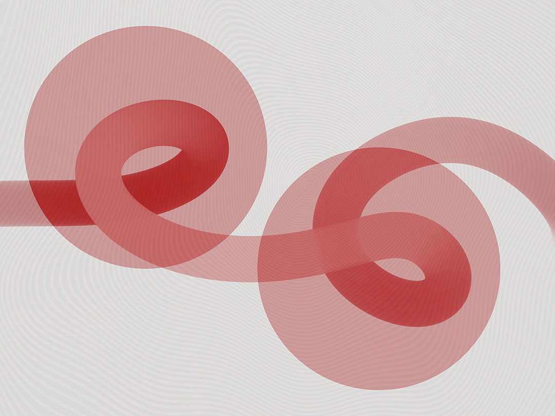 Abstract bright red forms wall mural