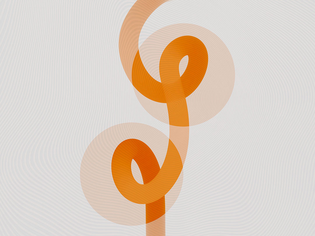 Abstract asymmetric orange forms wall mural