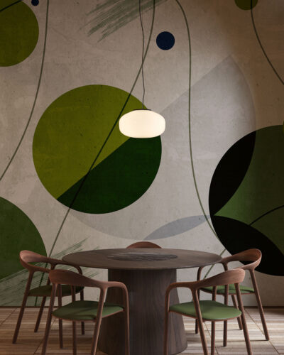 Graphic art-deco style abstraction wall mural for the kitchen