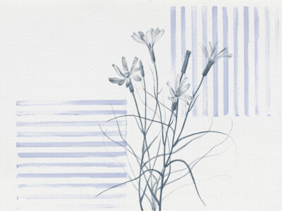 Delicate minimalistic flowers and geometric form wall mural