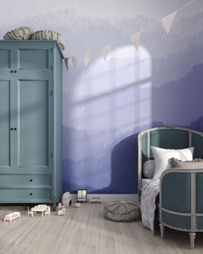 Gradient mountains wall mural for a children's room