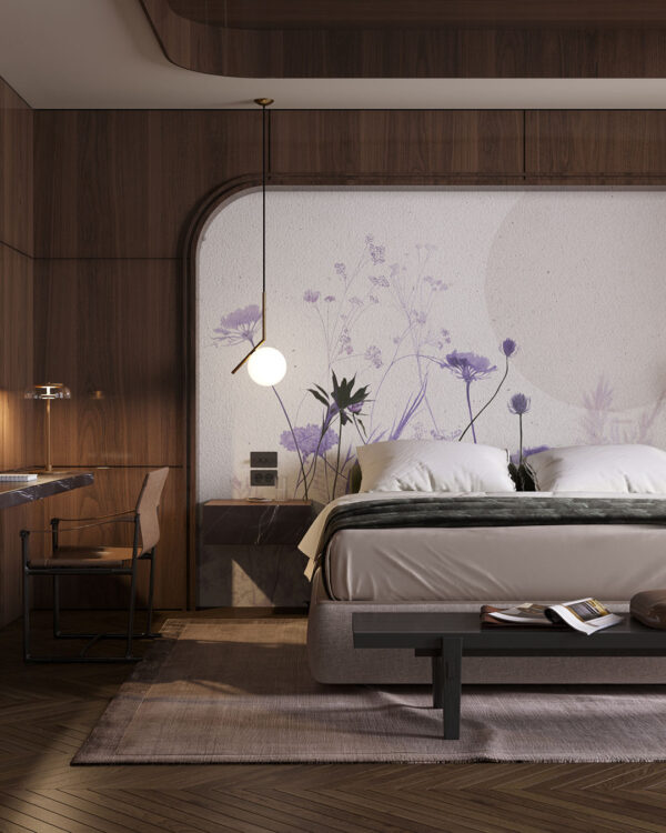 Tender field flowers print wall mural for the bedroom