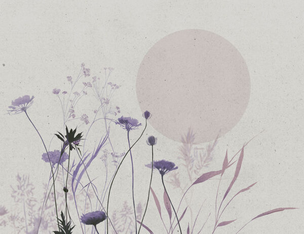 Tender purple field flowers print wall mural