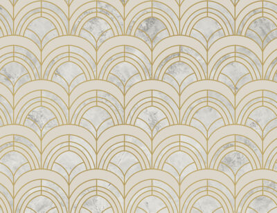 Gold and grey geometric Art Deco print patterned wallpaper