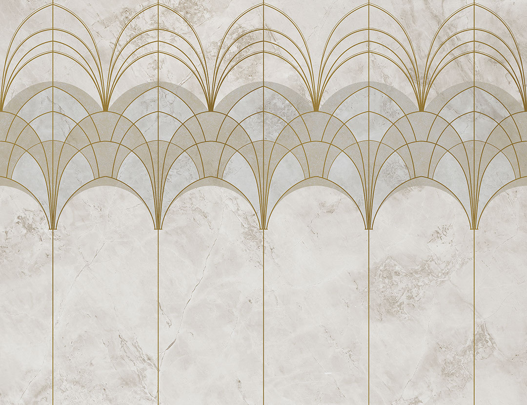 Gold and grey elegant Art Deco arches wall mural