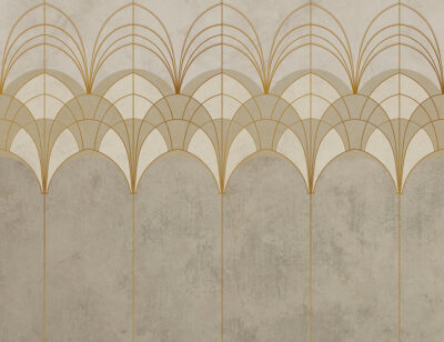 Gold and grey elegant Art Deco arches wall mural