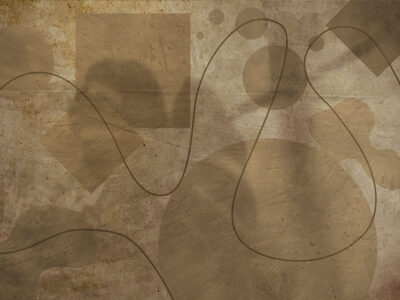 Geometric abstract shapes on a textured brown background wall mural