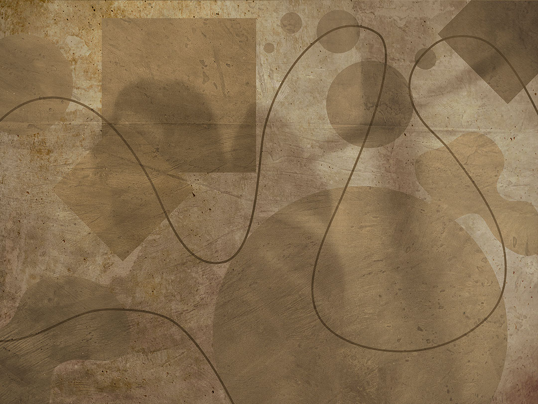 Geometric abstract shapes on a textured brown background wall mural