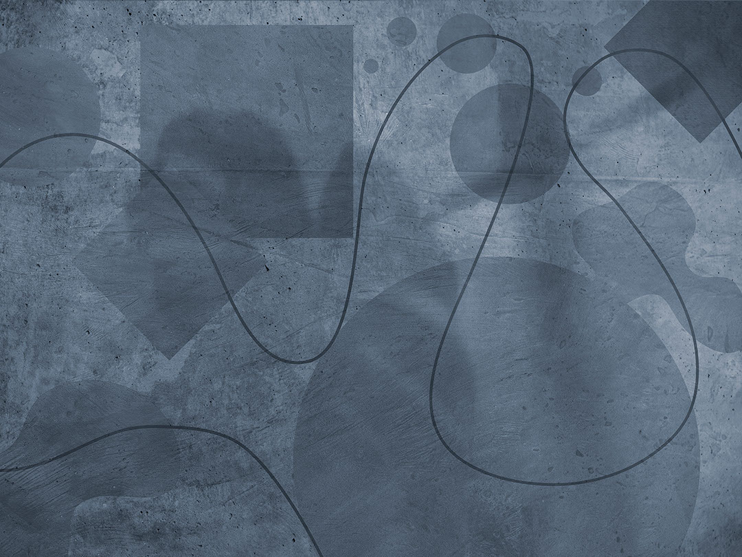 Geometric abstract shapes on a textured blue background wall mural