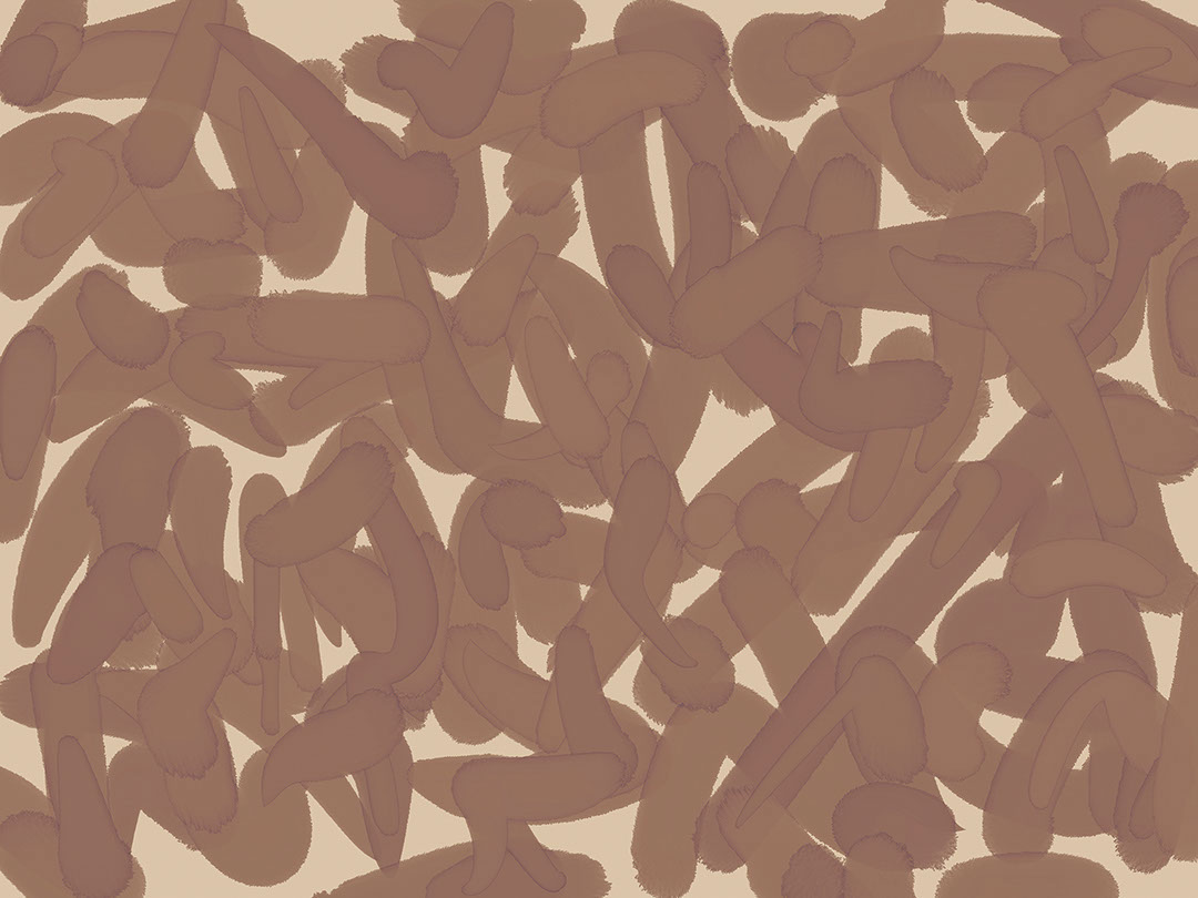 Brown abstract brush strokes wall mural