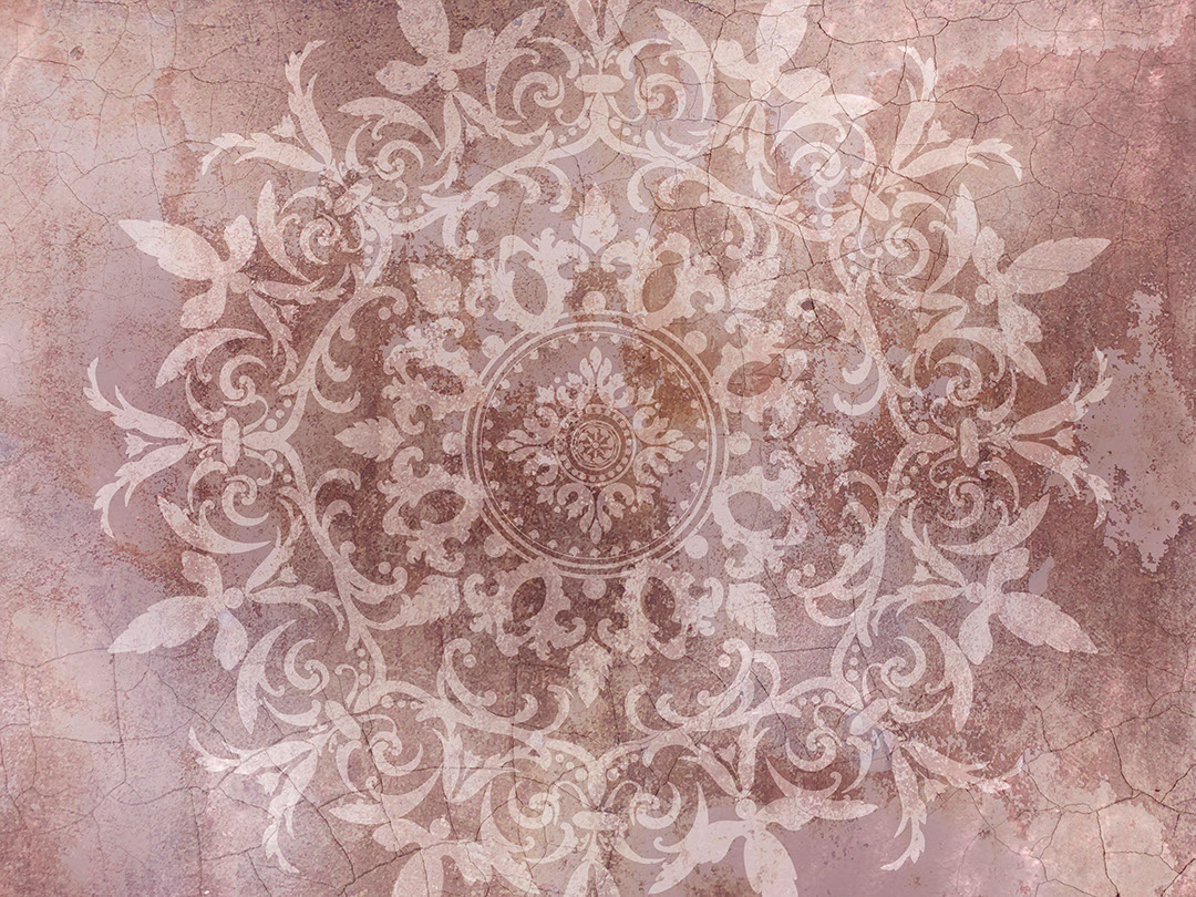 Textured pink mandala wall mural