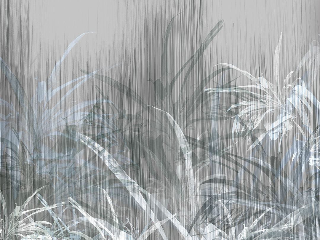 Tropical leaves with textured filter wall mural in grey colours