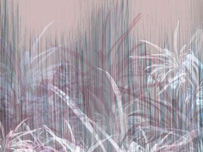 Tropical leaves with textured filter wall mural in purple colours