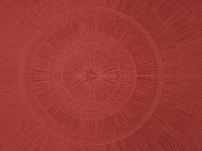 Stone textured red geometric mandala wall mural