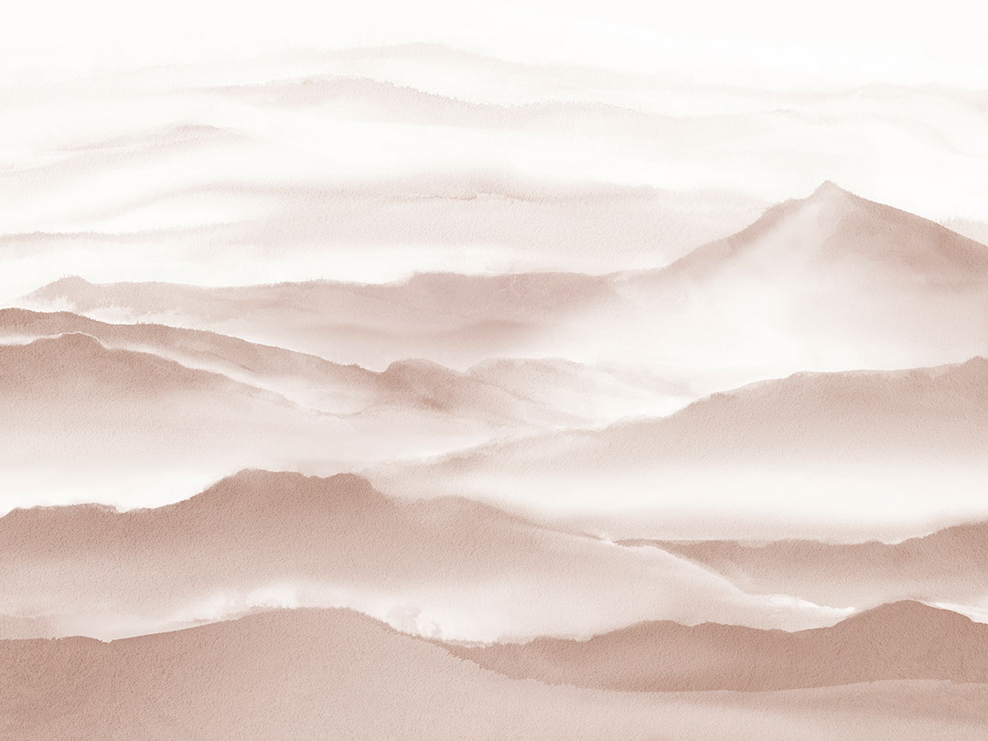 Watercolor brown mountains in the fog wall mural