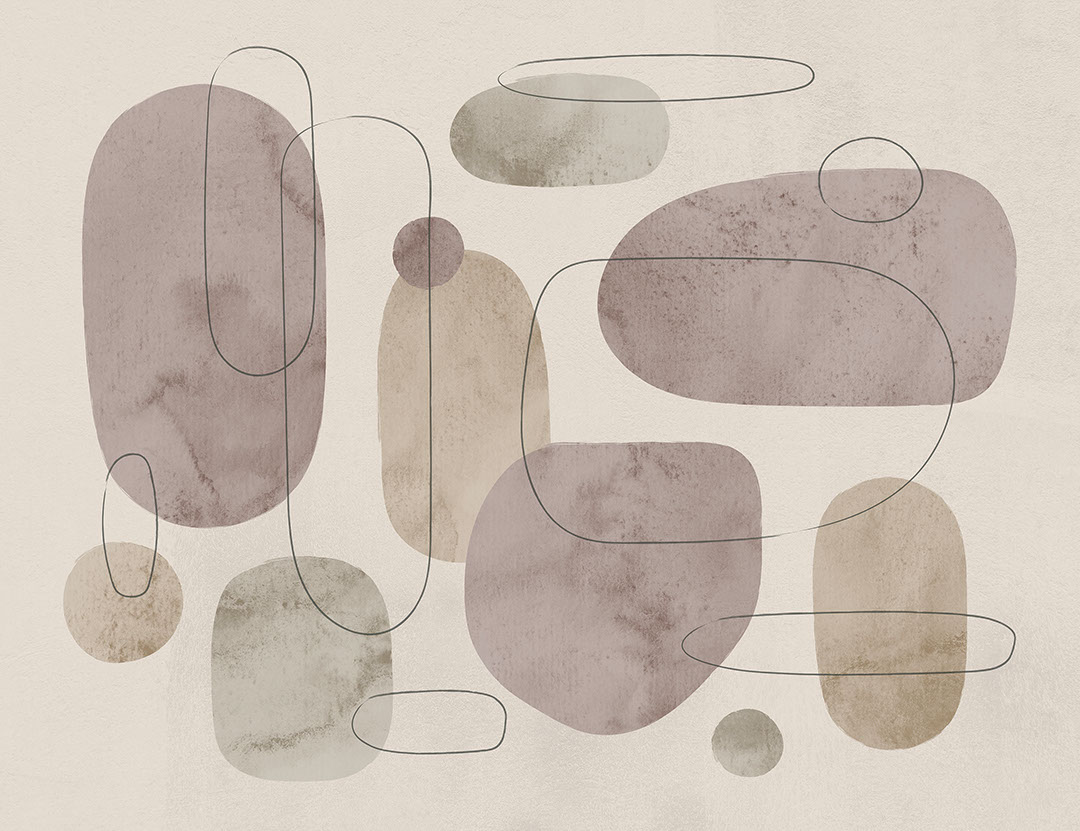 Wall mural with abstract pastel geometric shapes