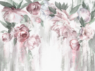 Wall mural lush peonies on a light background